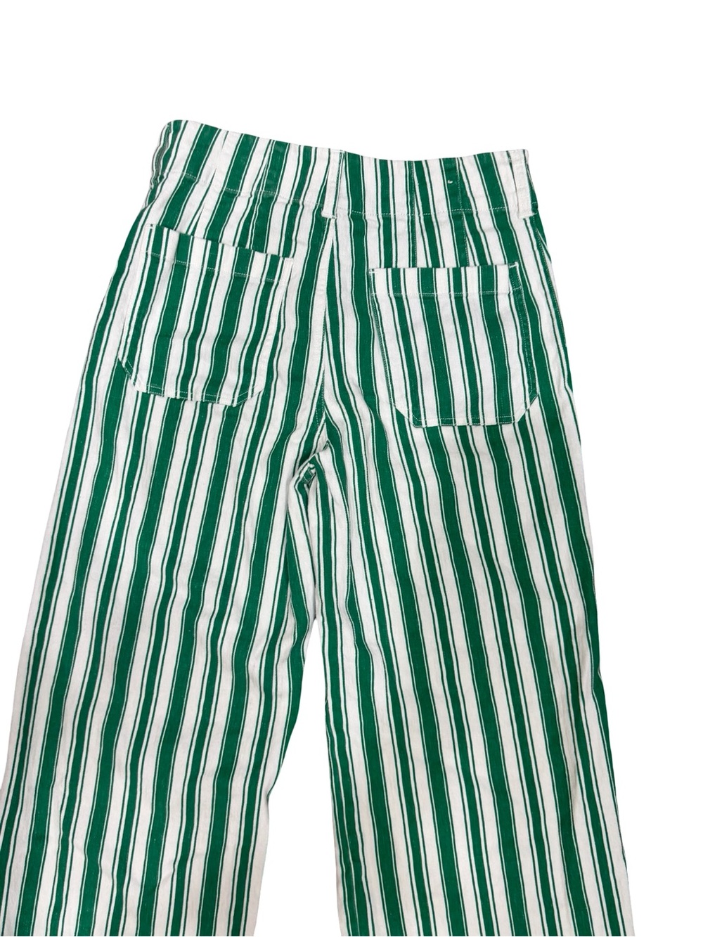 ๐ฟ Maeve Anthropologie The Colette Striped Wide-Leg Pants Green White Size 28 - Picture 11 of 14